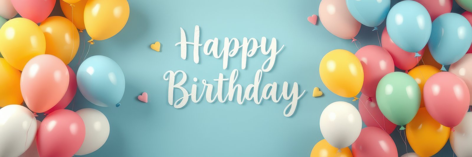 Colorful balloons create a festive atmosphere for a joyful birthday celebration with a cheerful message